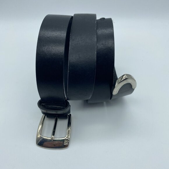 NY Jeans Black Genuine Leather Belt Women's Size L - Picture 1 of 11